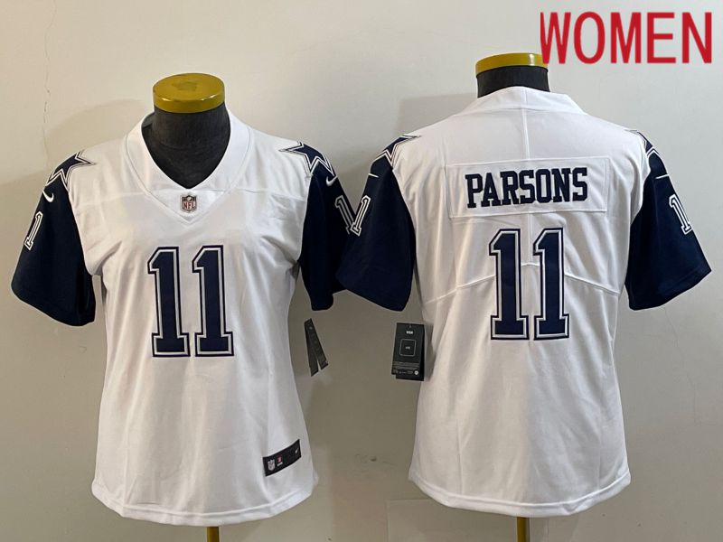 Women Dallas Cowboys #11 Parsons White 2023 Nike Vapor Limited NFL Jersey style 4
